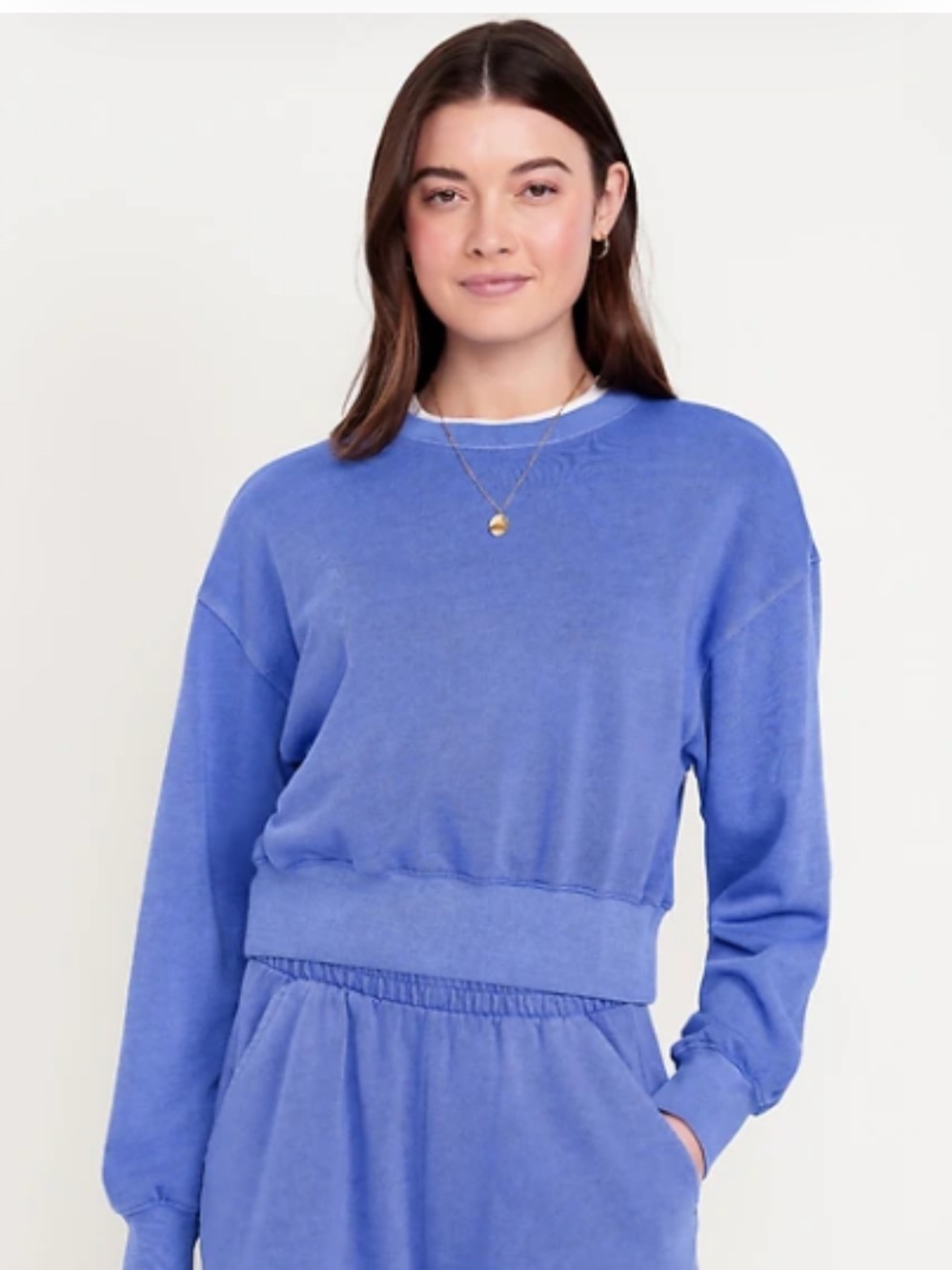 Old Navy So Comfy Drop Shoulder cropped Crewneck Sweatshirt Crayon Blue 3X Plus